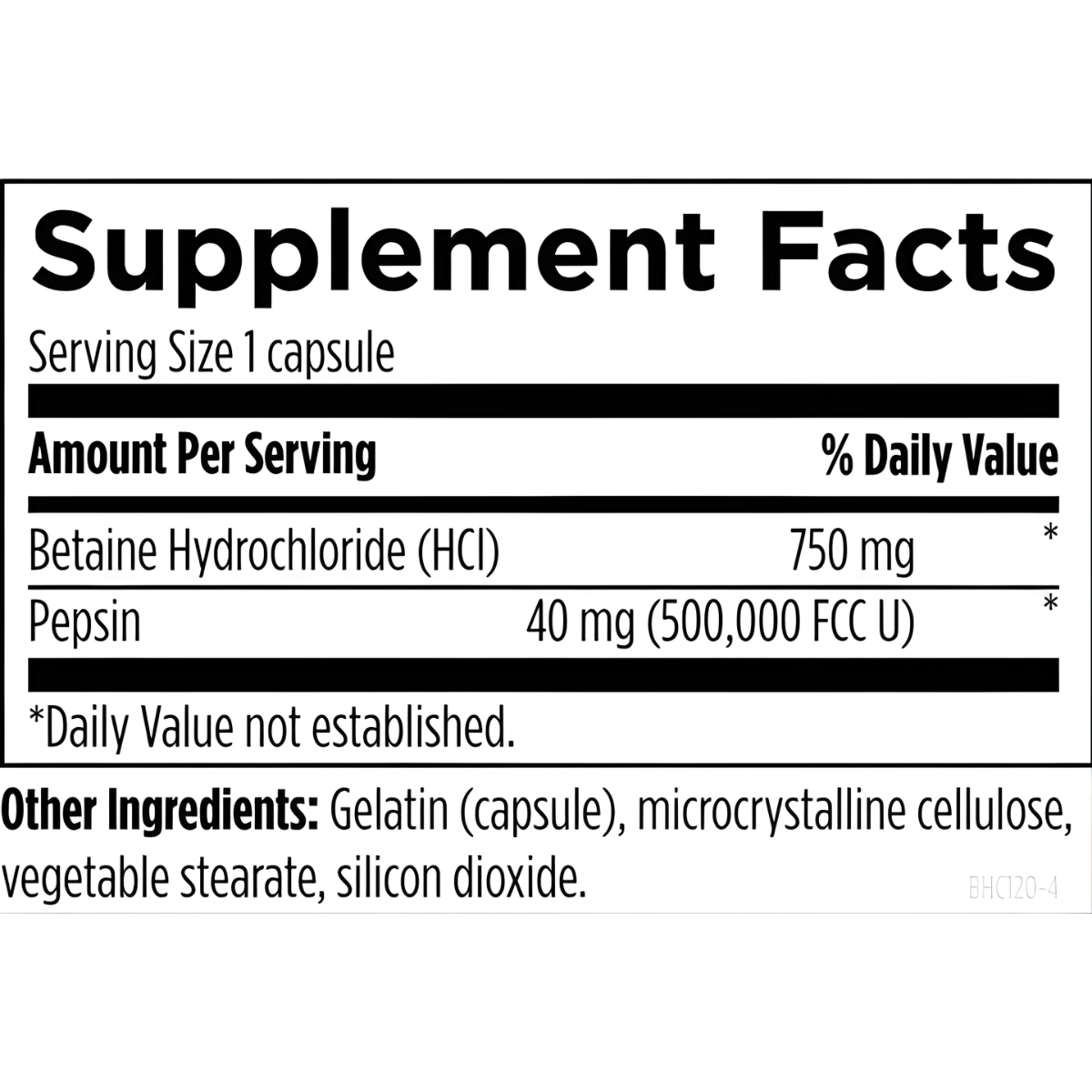 Betaine HCl - 120 Capsules