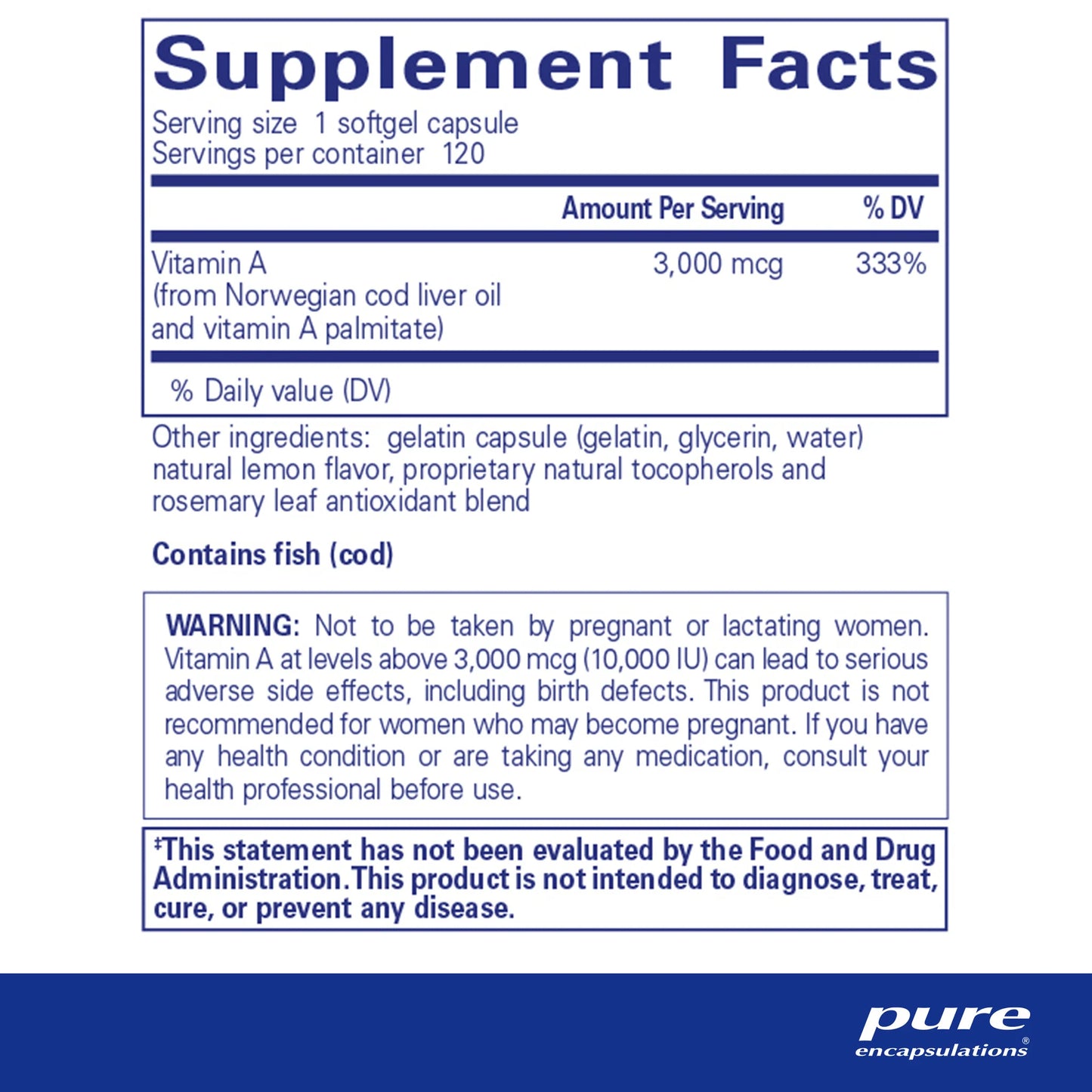 Vitamin A 3,000mcg (10,000IU)- 120 softgel capsules