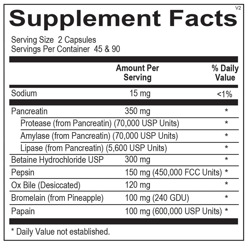 Ortho Digestzyme supplement facts