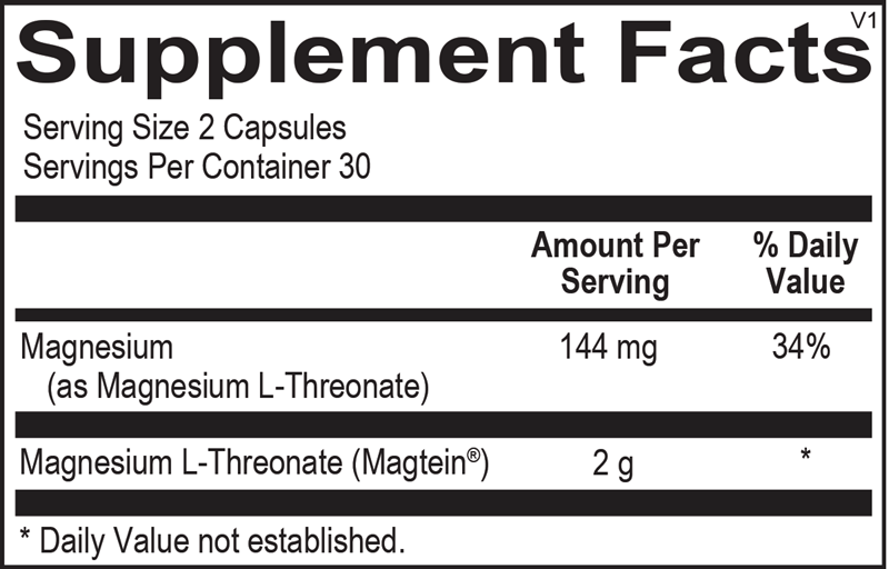 Mag Threonate supplement facts