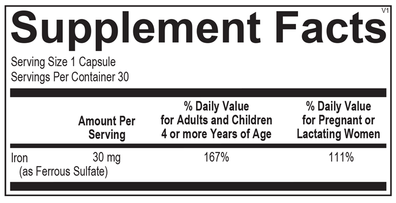 TruFerra supplement facts